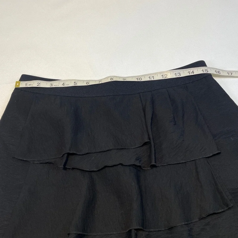 BCBGMAXAZRIA Black Tiered Ruffle A Line Mini Skirt‎ Women Size 8